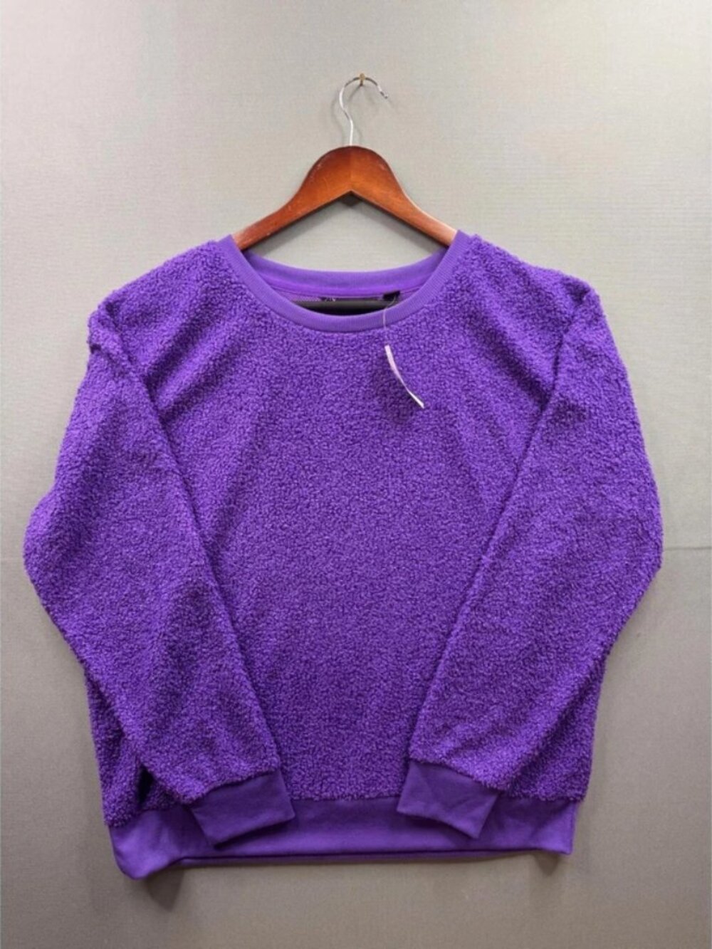 New York & Company Sweatshirt Womens Purple Boucle Sherpa Pullover Large NWT